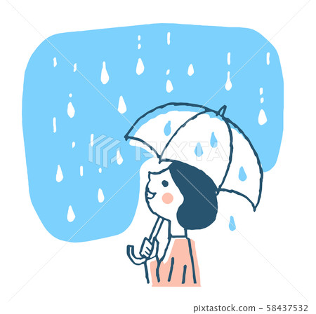 Smiling woman holding an umbrella Smiling woman holding an umbrella 58437532