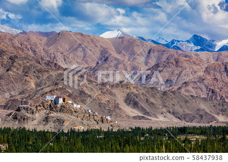 Thiksey gompa Buddhist monastery in Himalayas. Thiksey gompa Buddhist monastery in Himalayas. 58437938