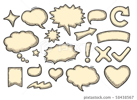 Set speech and thought bubbles. Vintage vector Set speech and thought bubbles. Vintage vector 58438567