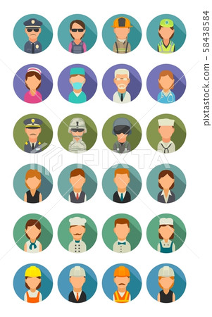 Set icon different professions. Character cook, 58438584