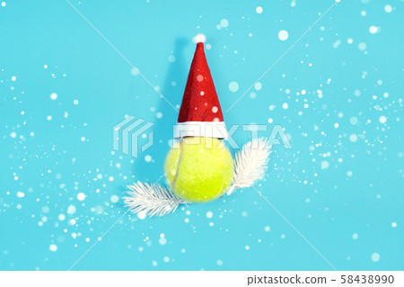 Christmas and New year concept with tennis balls top view. Christmas and New year concept with tennis balls top view. 58438990