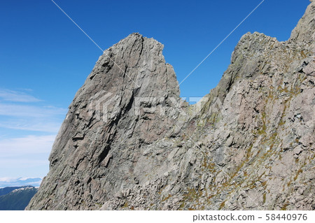 Looking up the small foot of Kasumigadake from the Kasumigatake Sanso in the Northern Alps 58440976