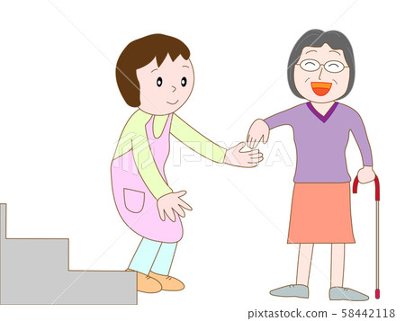 Caregiver work at a nursing home - Stock Illustration [58442118] - PIXTA