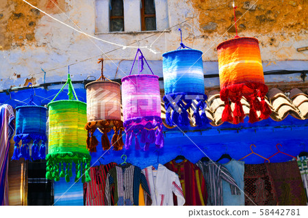 Souvenir shop in Chefchaouen back alley, Aomachi, Morocco 58442781