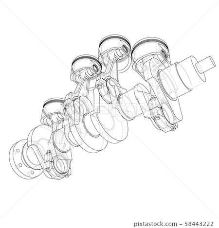 Engine pistons outline. Vector rendering of 3d 58443222