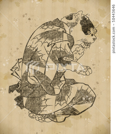 浮世繪貓的第2部分複古 58443646