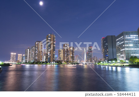 Tokyo night view Kashiwajima Sumida River October 2019 58444411
