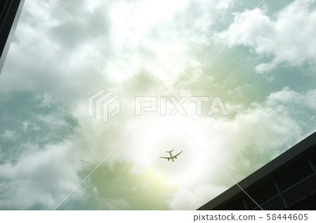 Silhouette Airplane in the beautiful sky 58444605