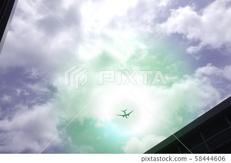 Silhouette Airplane in the beautiful sky 58444606