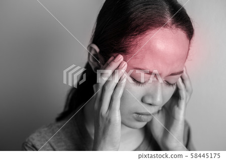 Black and white young woman with of stress and Black and white young woman with of stress and 58445175