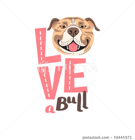 The inscription on the t-shirt of the owner of the dog Pitbull. Word LOVE with a American The inscription on the t-shirt of the owner of the dog Pitbull. Word LOVE with a American 58445971