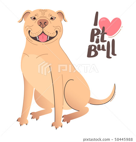 Buckskin brown beige pit bull terrier. I love pitbull. Vector illustration 58445988