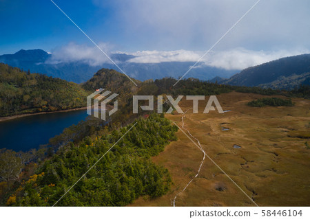 Fubuki Oike and Fubuki Tenguhara, Otari, Nagano (Aerial photography by drone) Fubuki Oike and Fubuki Tenguhara, Otari, Nagano (Aerial photography by drone) 58446104