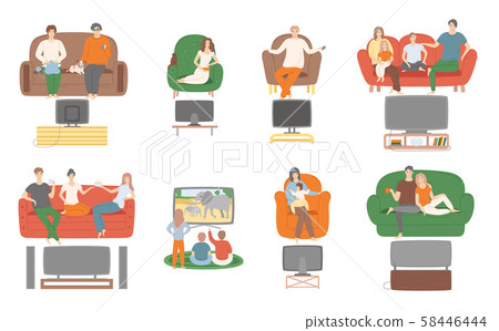 TV Television Watching, People Sitting on Couch TV Television Watching, People Sitting on Couch 58446444