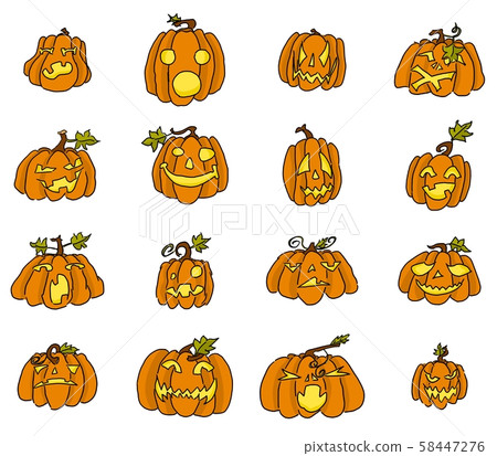 angry pumpkins selection of drawings. vector work 58447276