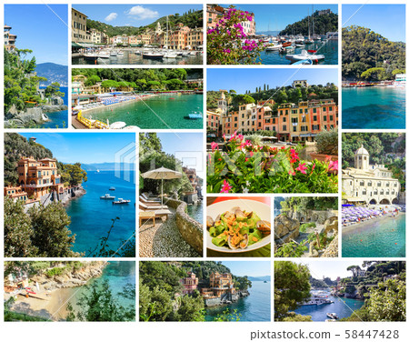 Beautiful bay with colorful houses in Portofino, Liguria, Italy 58447428