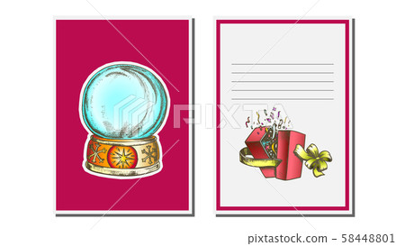 Christmas Greeting Card Vector. Snow Globe. Seasons. Winter Wishes. Holiday Concept. Hand Drawn In Christmas Greeting Card Vector. Snow Globe. Seasons. Winter Wishes. Holiday Concept. Hand Drawn In 58448801