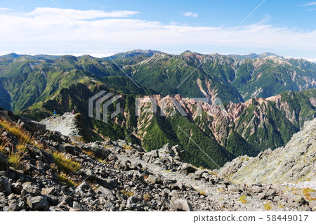 Northern Alps, view from Mt. Kasumigatake, distant view of mountains around Unnohira Northern Alps, view from Mt. Kasumigatake, distant view of mountains around Unnohira 58449017