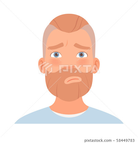Guilty expression on a man with a beard. Vector illustration. 58449783