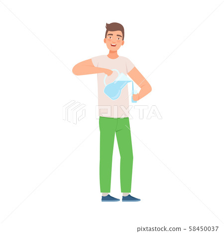 Man pours water into a glass. Vector illustration. Man pours water into a glass. Vector illustration. 58450037