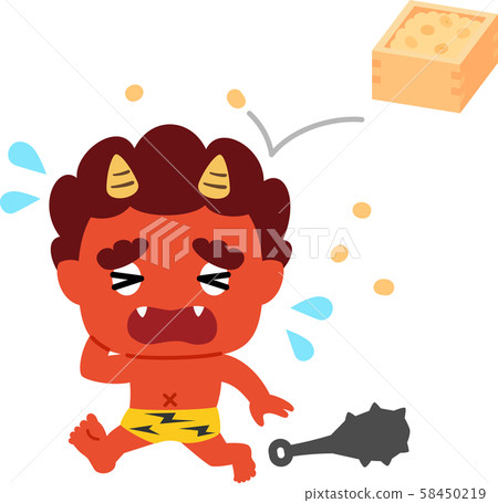 Akaoni who runs away from hitting Setsubun beans 58450219