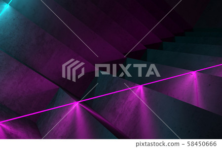 Concrete 3d stairs and neon lights, 3d Concrete 3d stairs and neon lights, 3d 58450666