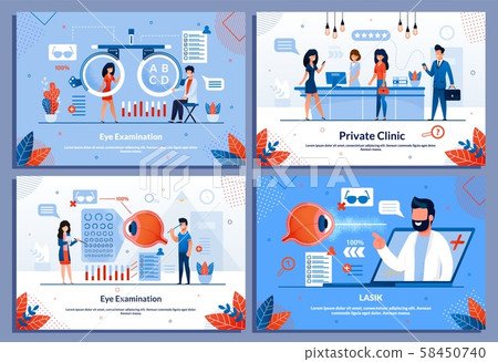 Eye Treatment Private Clinic Medical Banner Set Stock