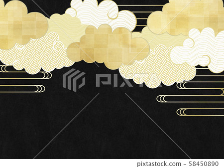 Japanese paper texture-Black-Japan-New Year-Gold leaf-Cloud 58450890
