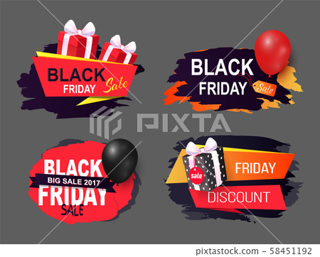 Black Friday Promo Labels, Color Balloons Vector 58451192