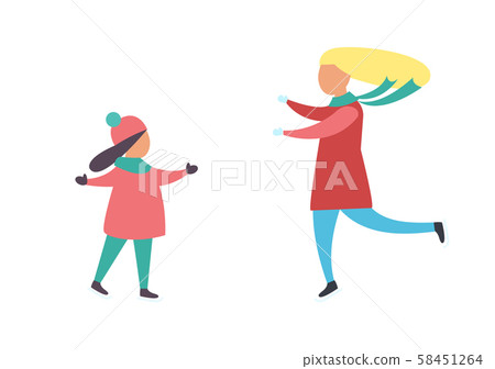 Mother and Daughter Running to Each Other Vector 58451264