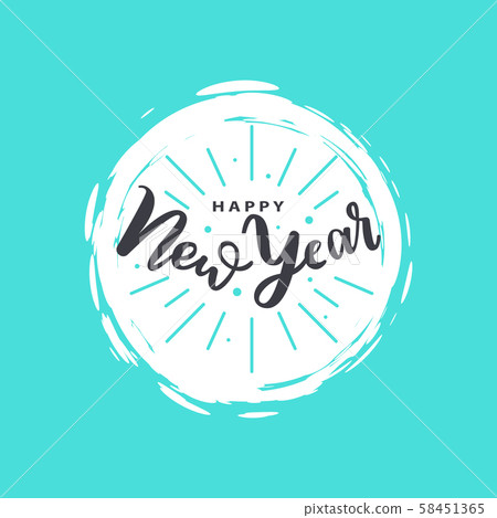 Happy New Year Inscription, Winter Lettering Sign 58451365