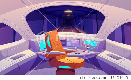 Train cockpit with control panel and armchair Train cockpit with control panel and armchair 58451443