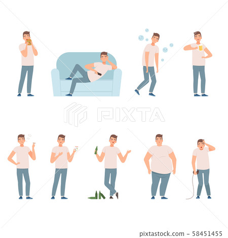 Lifestyle problems. People in a bad images and... - Stock Illustration ...