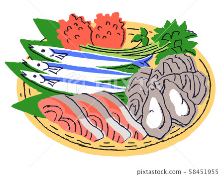 Various seafood in a colander 58451955