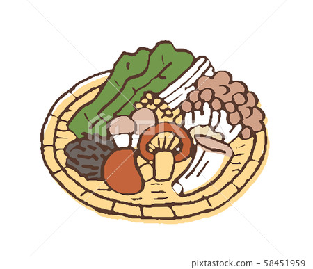 漏勺中的蘑菇和海藻 58451959