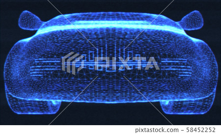 Autonomous Electric Vehicle Wireframe Design Concept 3D Illustration Autonomous Electric Vehicle Wireframe Design Concept 3D Illustration 58452252