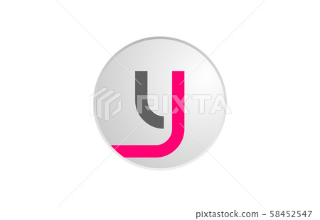 pink and grey alphabet letter y in a circle for 58452547