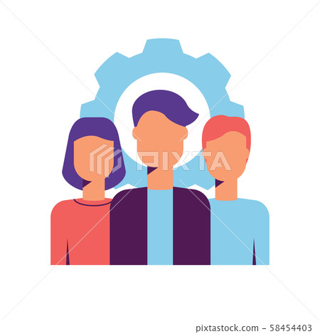 Colorful vector icon with a team of young professionals for web. 58454403