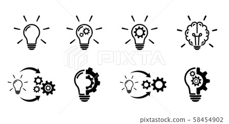 Light bulb icon set on white background.-插圖素材 [58454902] - PIXTA圖庫