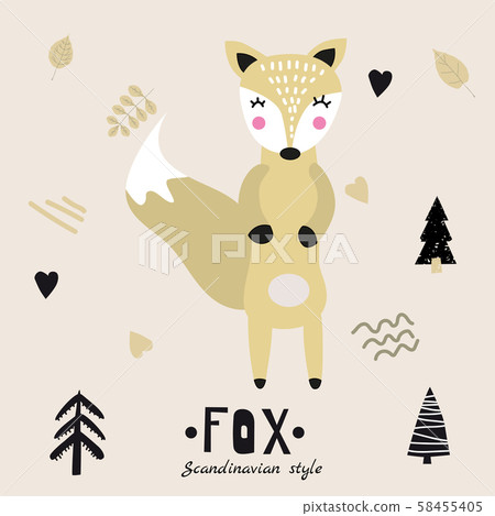 Hare cute funny character. Childish vector illustration in scandinavian style flat design. Vector Hare cute funny character. Childish vector illustration in scandinavian style flat design. Vector 58455405