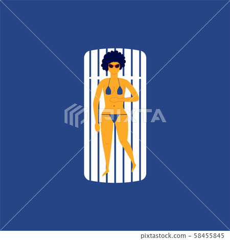 Woman floating relaxing on the air mattress 58455845