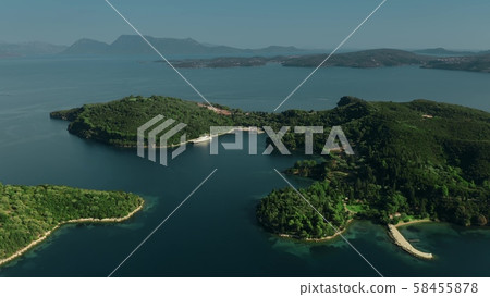 Aerial view of the Skorpios Island and luxury motor yacht, Greece Aerial view of the Skorpios Island and luxury motor yacht, Greece 58455878