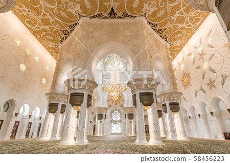Sheikh Zayed Grand Mosque in Abu Dhabi, UAE, beautiful interior 58456223