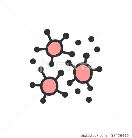 Vector microbes, bacteria flat color line icon. 58456415