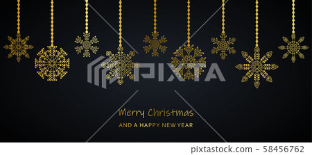 christmas greeting card with golden snowflakes on dark background christmas greeting card with golden snowflakes on dark background 58456762