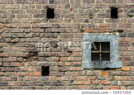 Elements of the architecture of the ancient Castle of Sforza in Milan Italy.  58457260