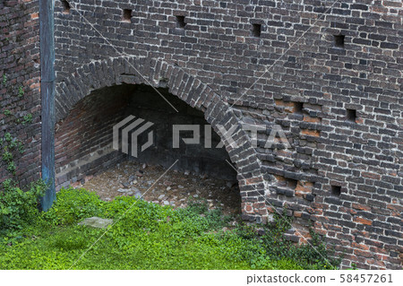 Elements of the architecture of the ancient Castle of Sforza in Milan Italy.  58457261