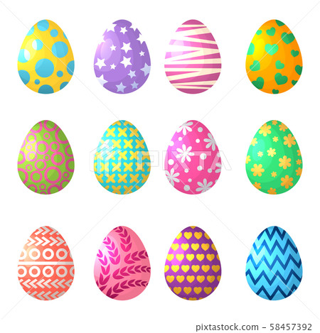Cartoon eggs. Celebration symbols of Easter Cartoon eggs. Celebration symbols of Easter 58457392