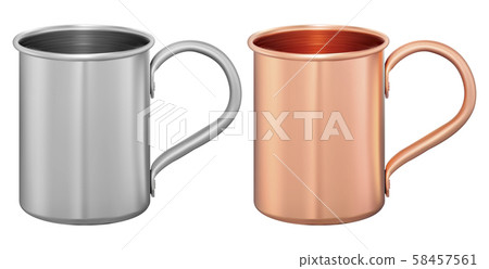 Metal cup set. Aluminum or steel tourist mug. Tea 58457561