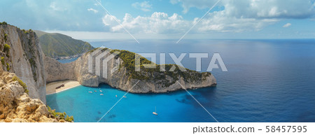Greece, Zakynthos Island, Navajo Bay, panorama 58457595